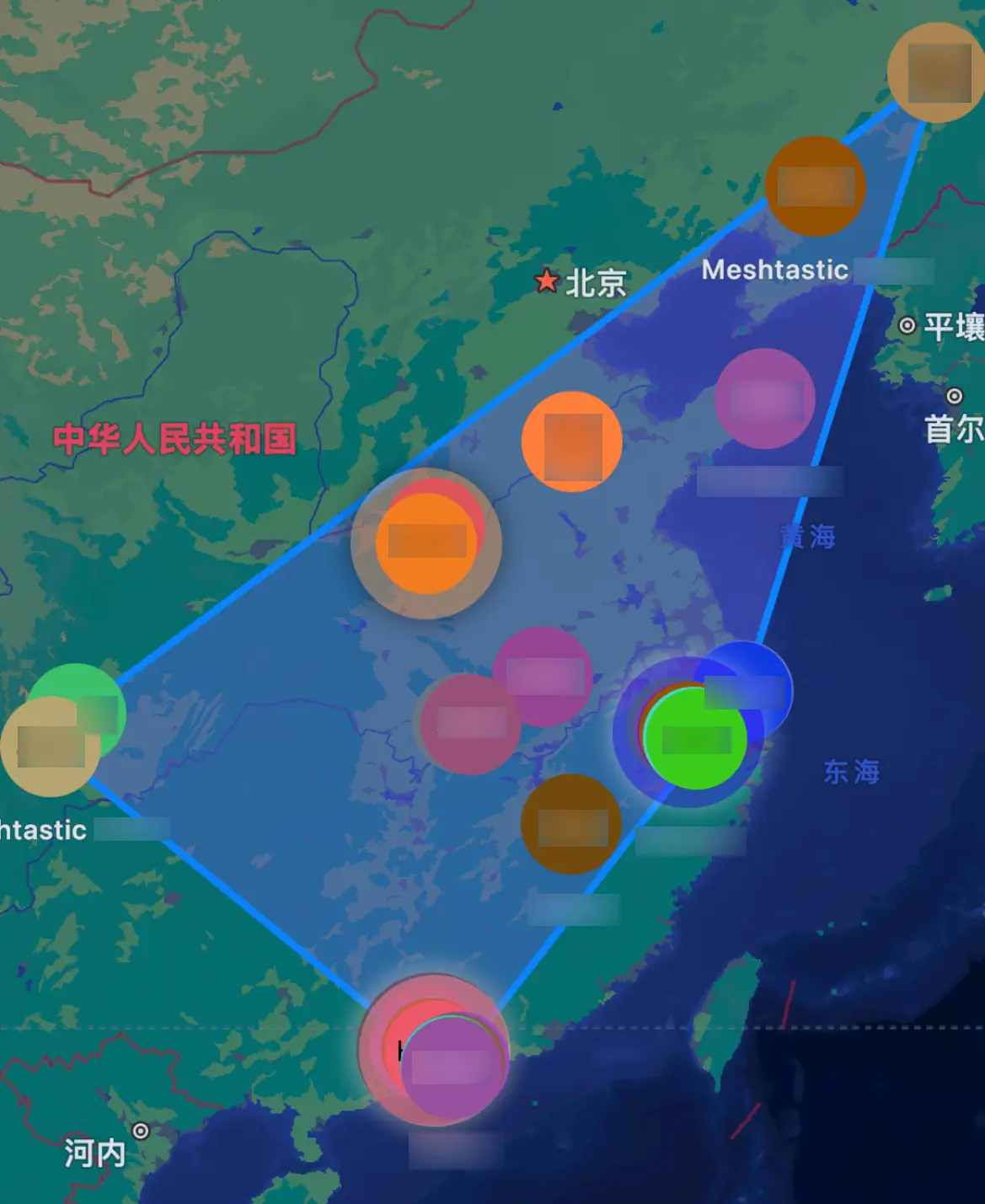 Meshtastic 中国社区 Node 节点城市分布图