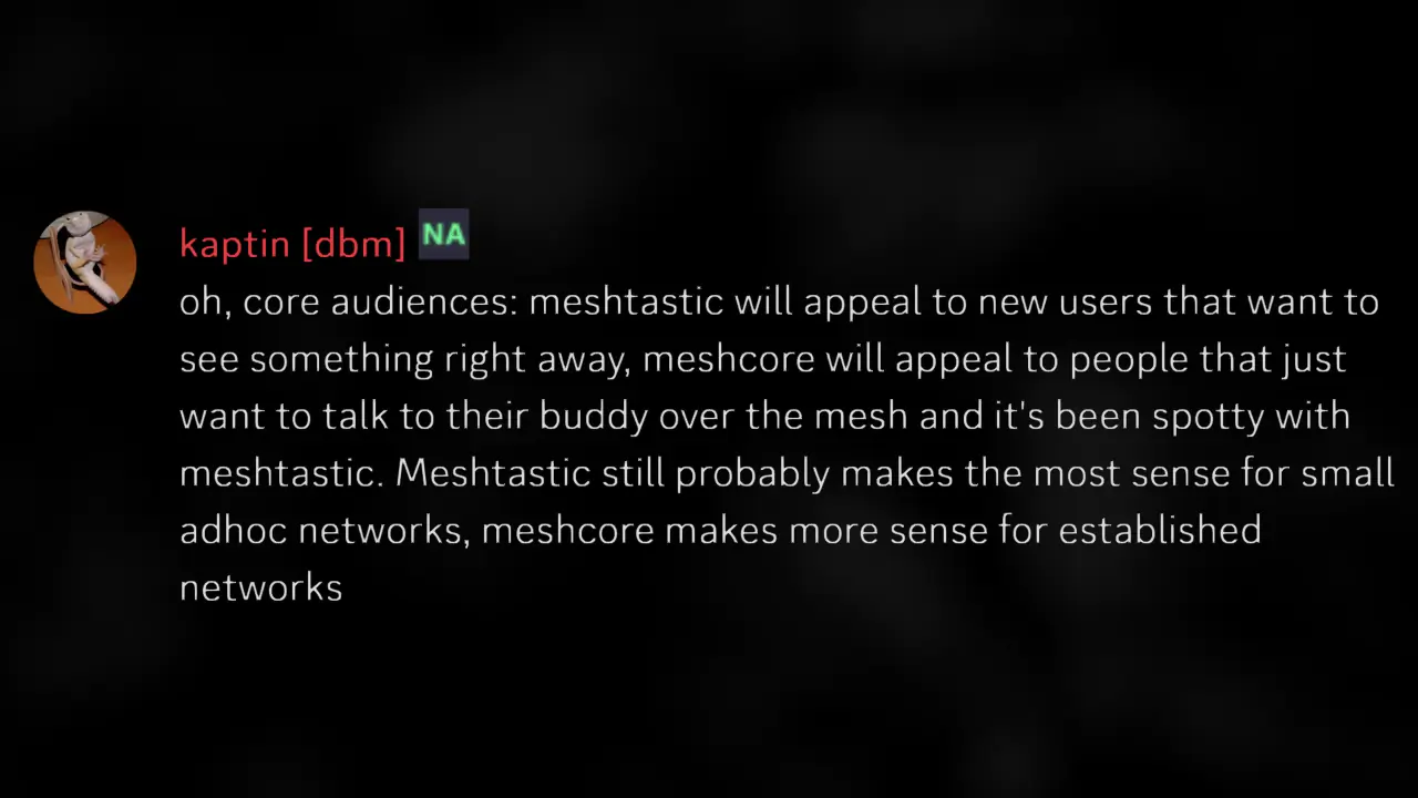 Austin Mesh 成员关于小型 ad hoc 网络与已建网络适配性的反馈截图